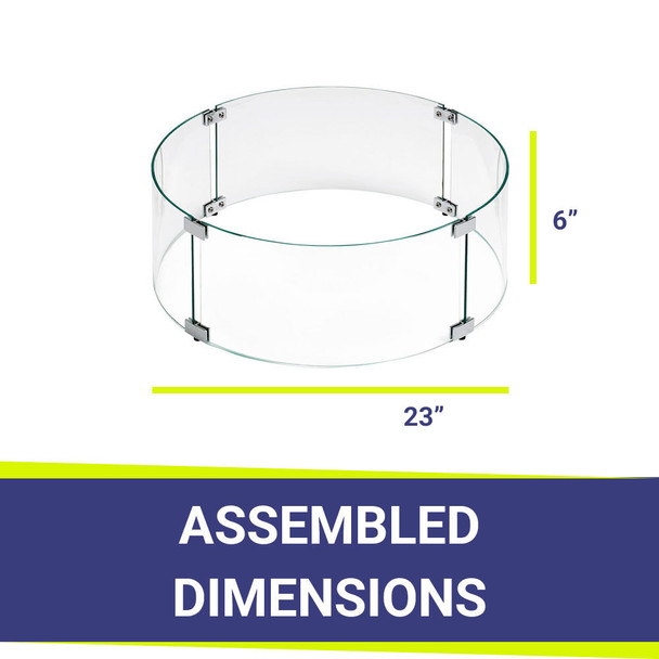American Fire Products Round Glass Flame Guard for 19" x 6" Round Drop-In Fire Pit Pan - FG-RSP-19