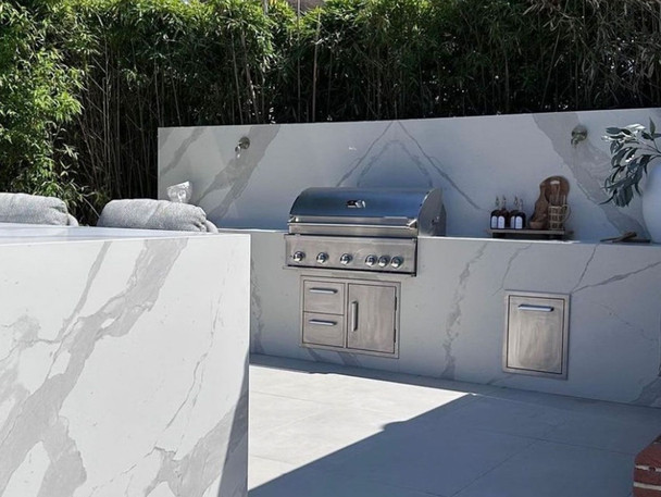 Whistler 42-Inch 5-Burner Gas Grill on Stainless Steel Cabinet with Rear Infrared Burner, Grill Lights, Rotisserie Kit & Cover - Black Stainless