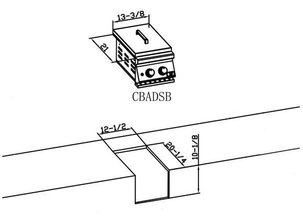 Whistler Built-In Gas Double Side Burner with Lid - Black Stainless Steel