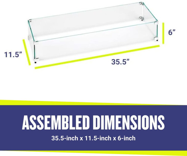American Fire Products Linear Glass Flame Guard for 30" x 6" Linear Drop-In Fire Pit Pan - FG-LCB-30