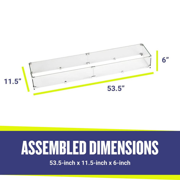 American Fire Products Linear Glass Flame Guard for 48" x 6" Linear Drop-In Fire Pit Pan - FG-LCB-48