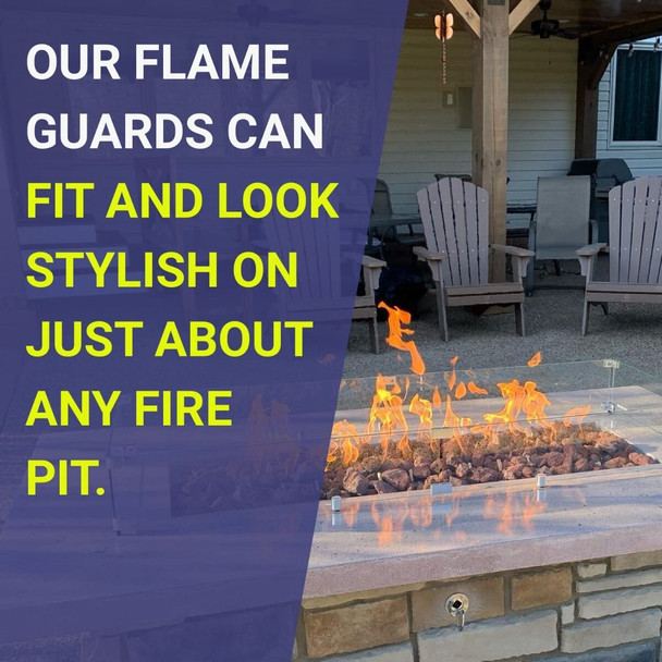 American Fire Products Linear Glass Flame Guard for 60" x 6" Linear Drop-In Fire Pit Pan - FG-LCB-60