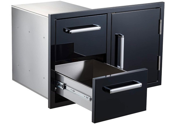 Whistler 33-Inch Black Stainless Steel Double Drawer and Door Combo with Paper Towel Holder