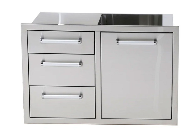 Whistler 33-Inch Stainless Steel Triple Drawer and Trash Can/Propane Tank Drawer