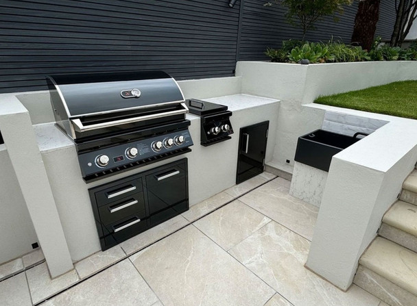 Whistler 33-Inch Black Stainless Steel Triple Drawer and Trash Can/Propane Tank Drawer