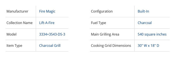 Fire Magic Lift-A-Fire Built-In Charcoal Grill - Large