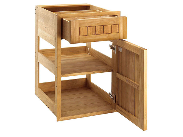 Pacific Teak Millworks 18 Inch Cottage Panel Drawer/Door Combo W/ Shelf - C11S-18C