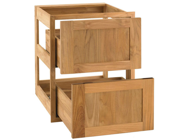 Pacific Teak Millworks 18-Inch Shaker Panel Teak Wood Double Drawer - UD2V-18S