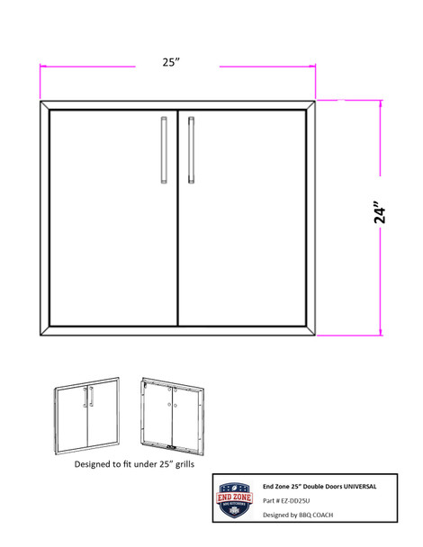 end zone bbq universal 25" double doors line drawing