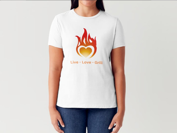 BBQ Girls Live Love Grill ladies t shirt white color