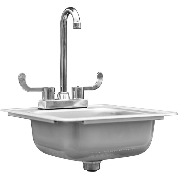 TrueFlame 15-Inch Outdoor Rated Drop-In Sink w/Hot and Cold Water Faucet