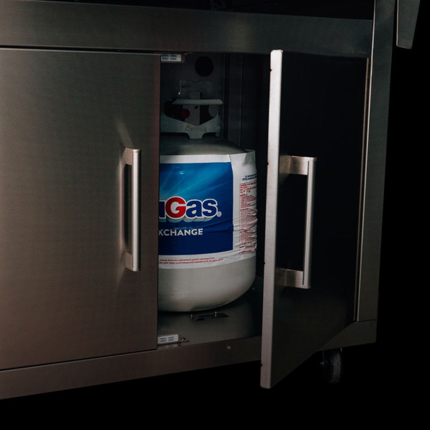 TrueFlame Stainless Deluxe Cart & TrueFlame 32-Inch 4 Burner Grill - TF32 + CART-TF-32DC