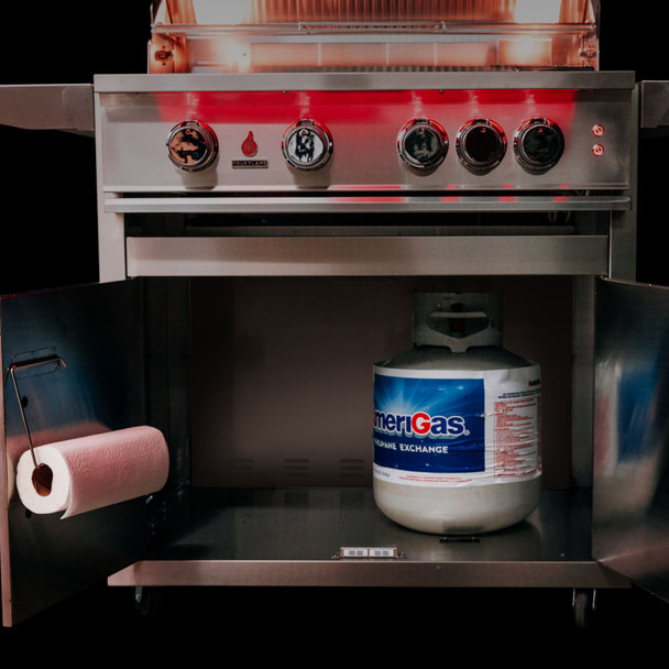 TrueFlame Stainless Deluxe Cart & TrueFlame 32-Inch 4 Burner Grill - TF32 + CART-TF-32DC