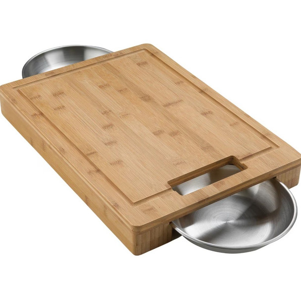 Napoleon PRO Bamboo Cutting Board w/ Stainless Steel Bowls - 70012