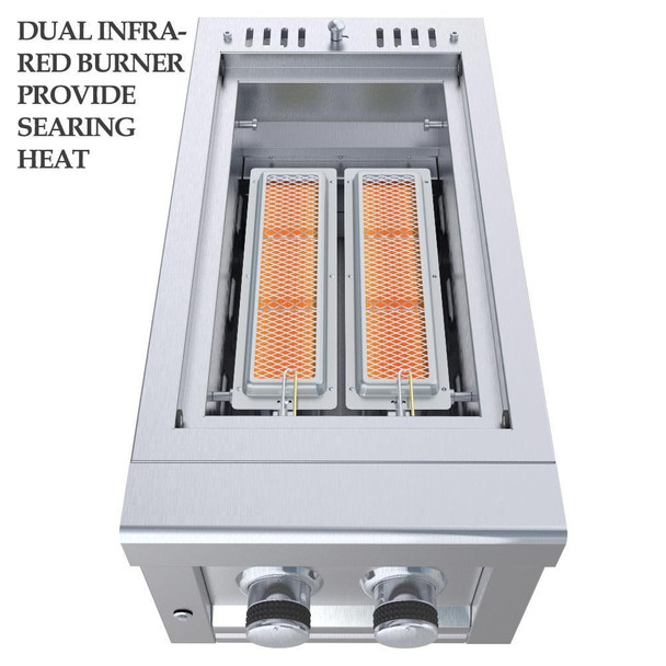 Sunstone Ruby Series 13-Inch Companion Pro Burner W/Cooking Grates & Flavorizer Rack & LED Accent Light