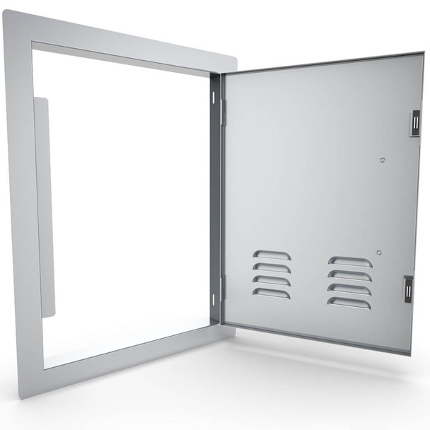Sunstone-Grill-Classic-Series-14-Inch-Stainless-Steel-Right-Hinge-Vented-Vertical-Single-Access-Door-A-DV1420-Open