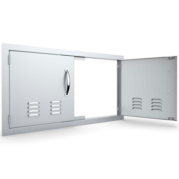 Sunstone-Grill-Classic-Series-36-Inch-Stainless-Steel-Vented-Double-Access-Door-C-DD36-Open