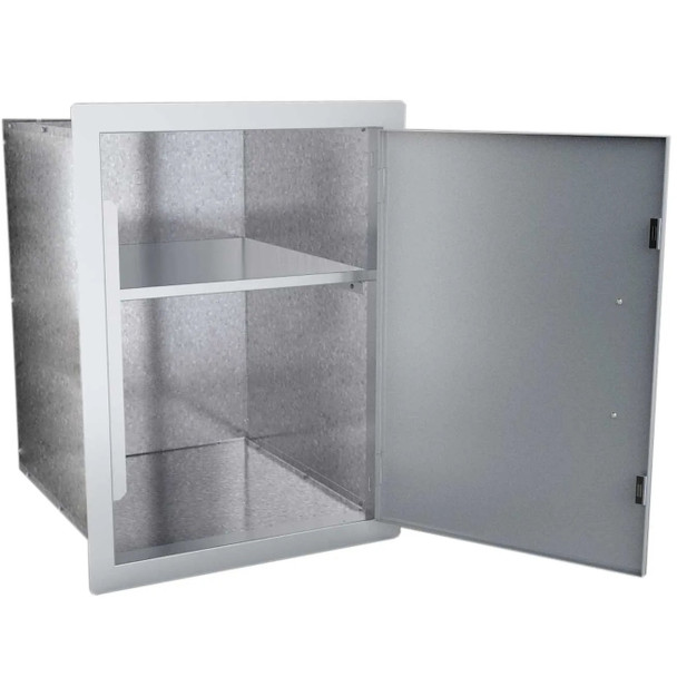 Sunstone Grills Classic Series 17-Inch Stainless Steel Flush Mount Vertical Single Door Dry Storage Pantry Cabinet-Open Side