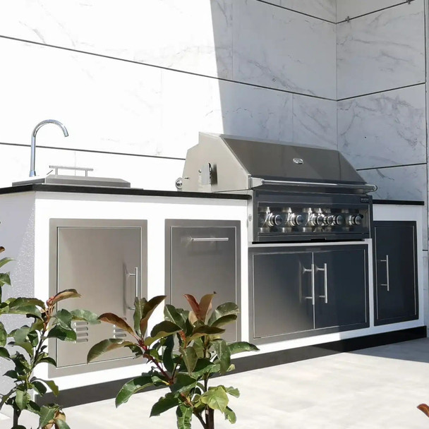 Sunstone Grills Texan Series 36-Inch Stainless Steel Double Access Door-BBQ-Island-View