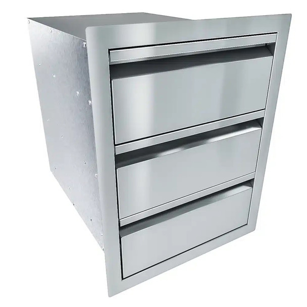 Sunstone Grills Aruba Series 16-Inch Stainless Steel Triple Access Drawer-Front-Side-View