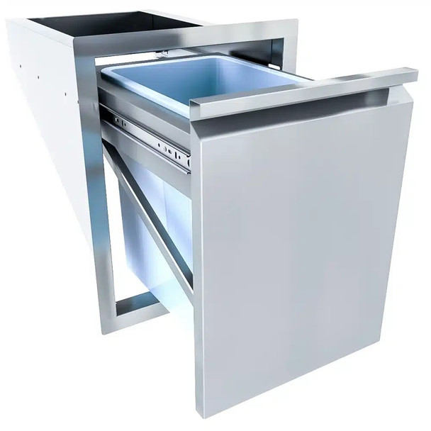 Sunstone Grills Aruba Series 16-Inch Stainless Steel Roll-Out Trash Bin-Open-View