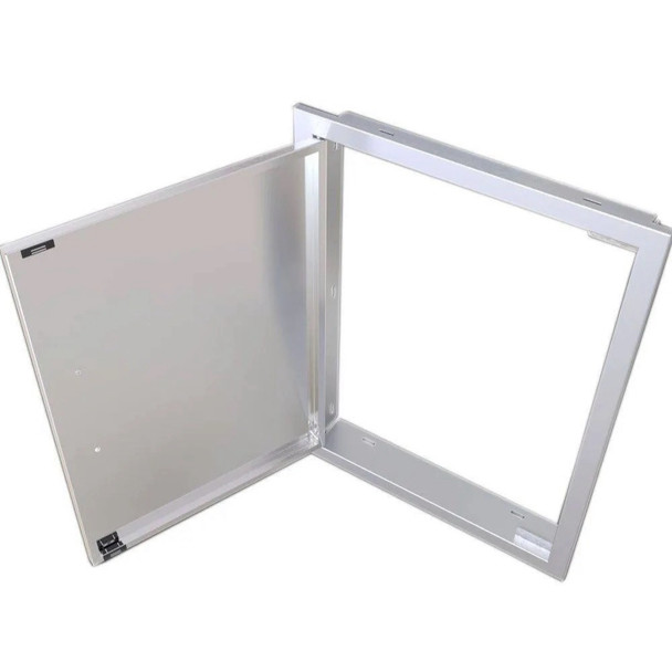 Sunstone Grills Signature Series 20-Inch Stainless Steel Beveled Frame Reversible-Hinged Vertical Single Access Door-Open-View