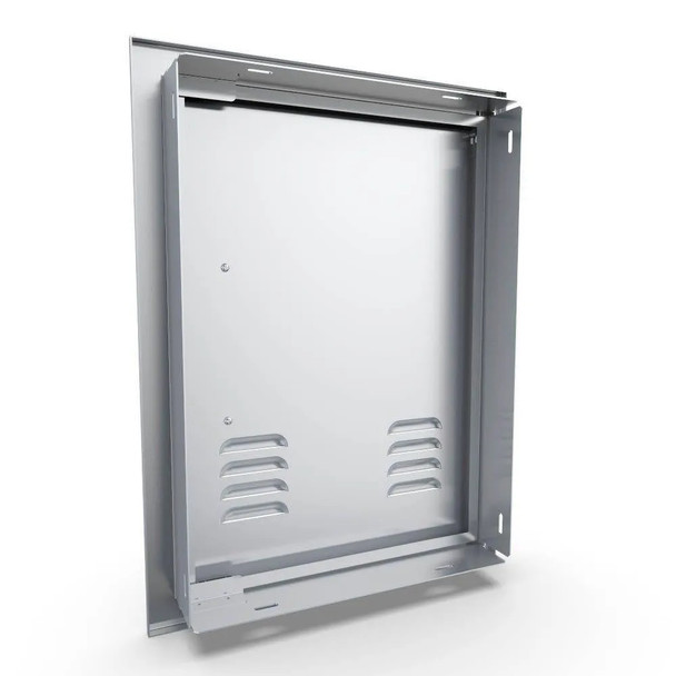 Sunstone Grills Signature Series 14-Inch Stainless Steel Beveled Frame Left-Hinged Vertical Vented Single Access Door-Back-Side-View