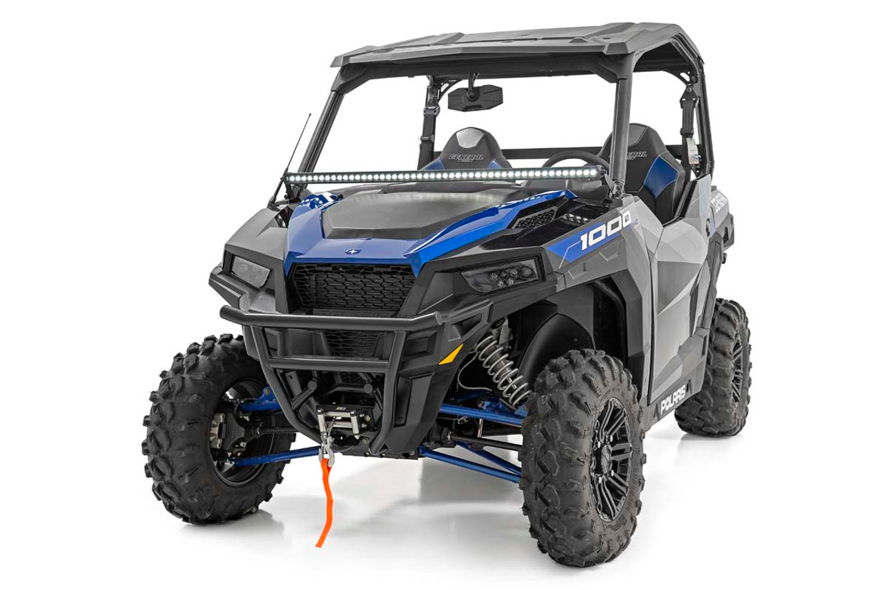 Polaris 50-Inch Single-Row Lower Windshield LED Kit Black Series w/ White DRL 19-20 General Rough Country