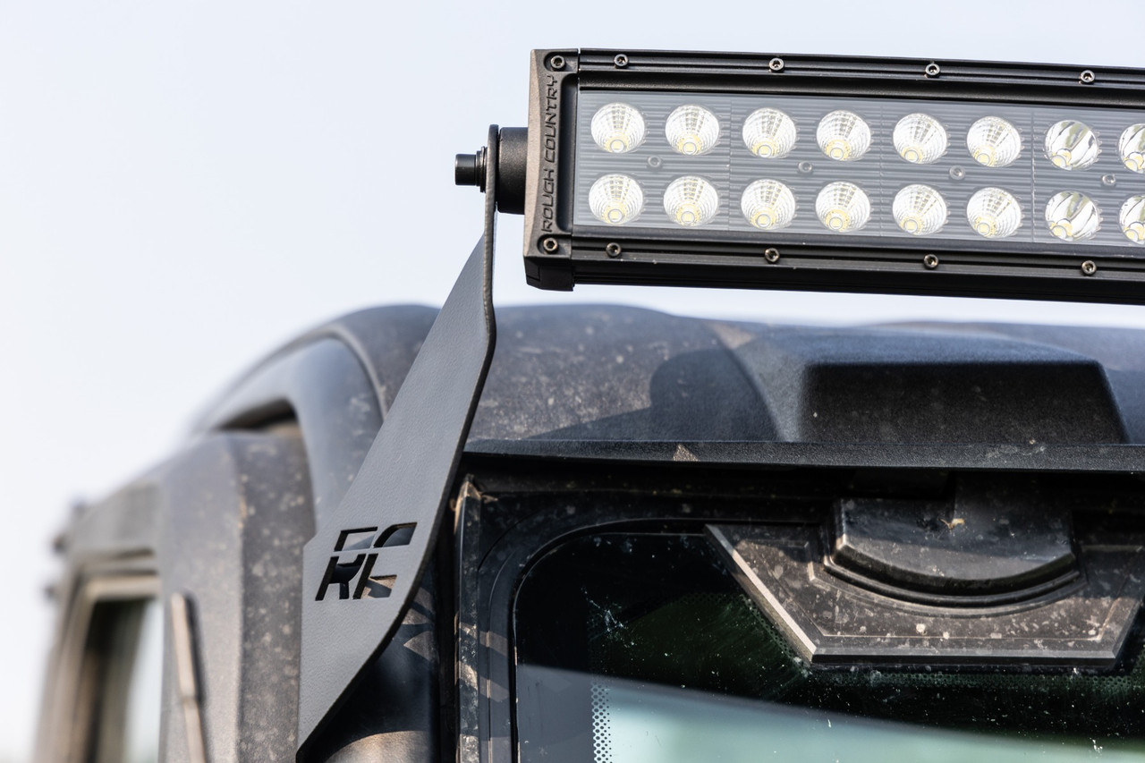 LED Light Front Mount 50 Inch Single Row Black Pair with Factory Wiper  14-22 Polaris Ranger 1000XP Rough Country