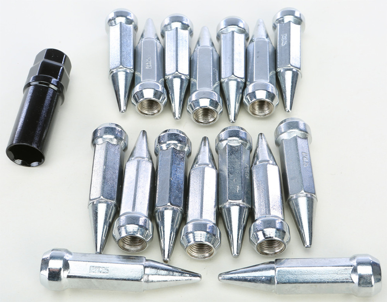 SPIKE LUG NUT 12MMX1.25 60' CHROME TAPERED 17MM HD W/KEY