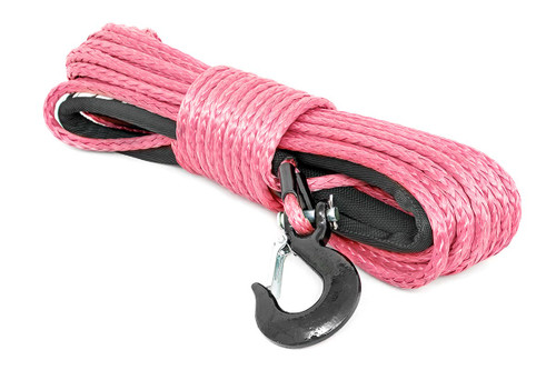 Synthetic Rope 85 Feet Rated Up to 16,000 Lbs 3/8 Inch Includes Clevis Hook  and Protective Sleeve Grey Rough Country