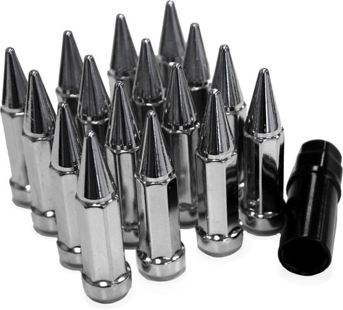 SPIKE LUG NUT 3/8"-24 60' CHROME TAPERED W/KEY SPIKE LUG NUT 3/8"-24 60' CHROME TAPERED W/KEY