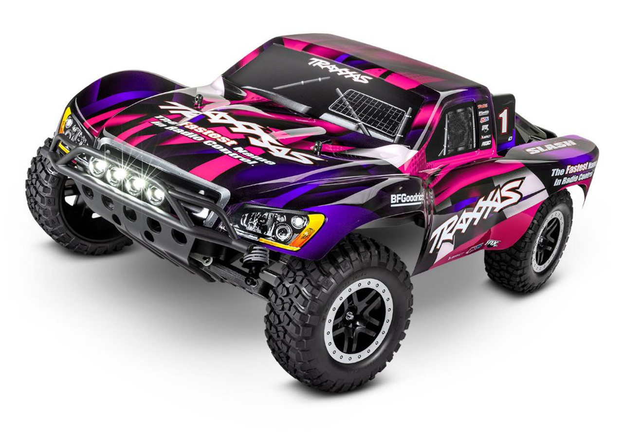 Traxxas Slash 2WD 1/10 RTR Electric Short Course Truck Pink, LED Lights, 7-cell NiHM Battery. 4A DC charger. Brushed ESC XL-5 with Titan 12t