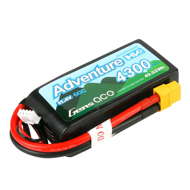 Gens Ace 3s LiHV LiPo Battery 60C (11.4V/4300mAh) w/XT-60 Connector