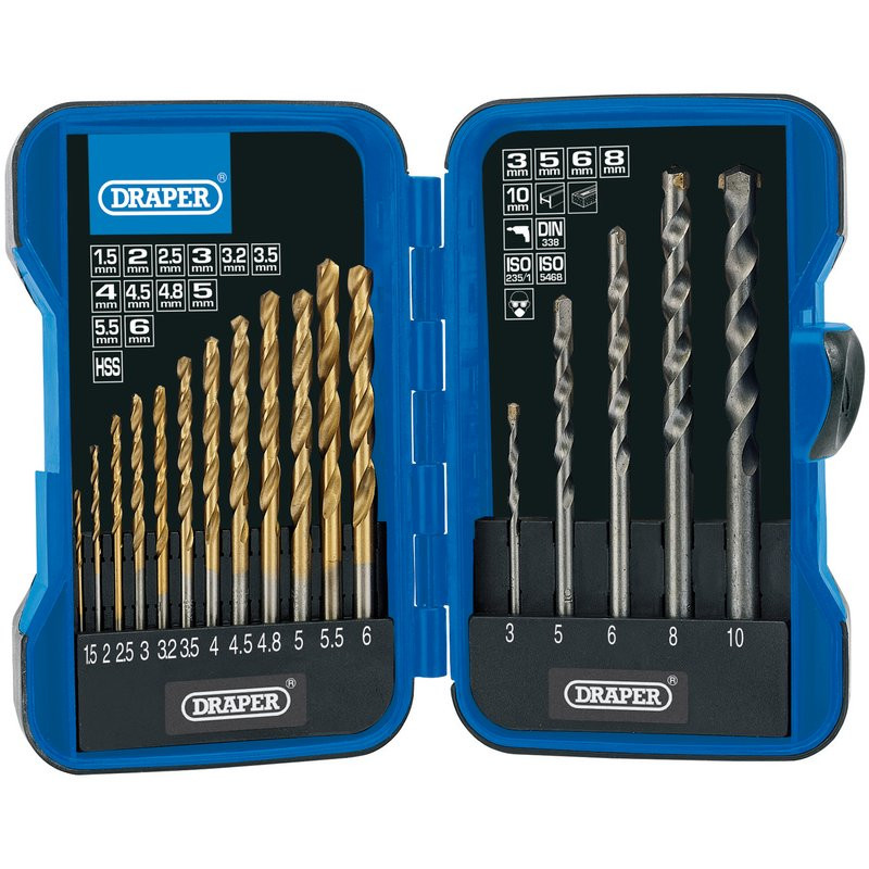 Draper Metric Combined HSS and Masonry Drill Bit Set (17 Piece ...