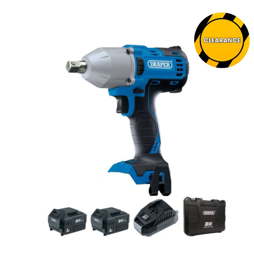 Draper D20 20V Brushless Mid-Torque Impact Wrench, 1/2
