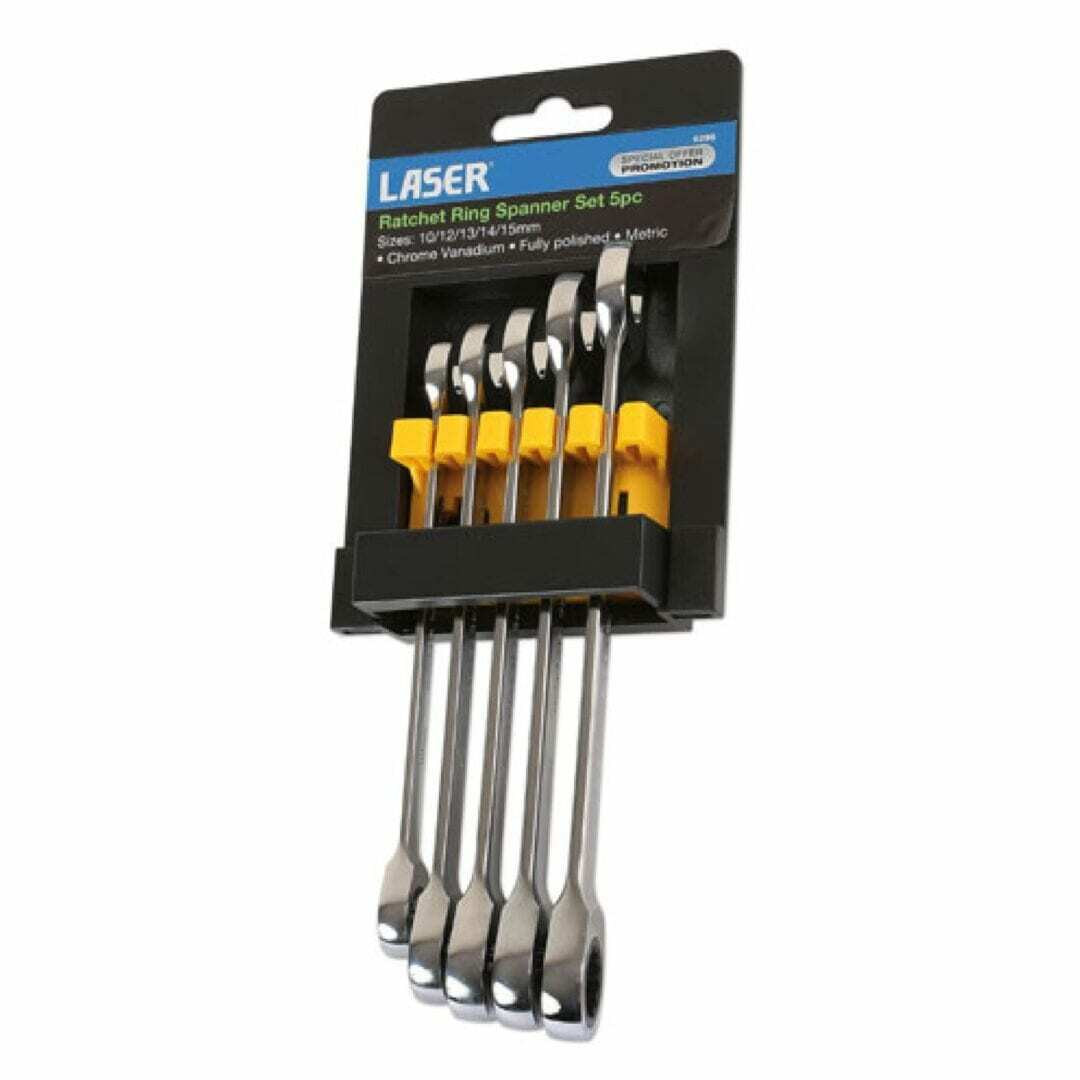 Laser 1750 Ratsche Ringschlüssel Set 5-teilig – 6-22mm, Abgewinkelt