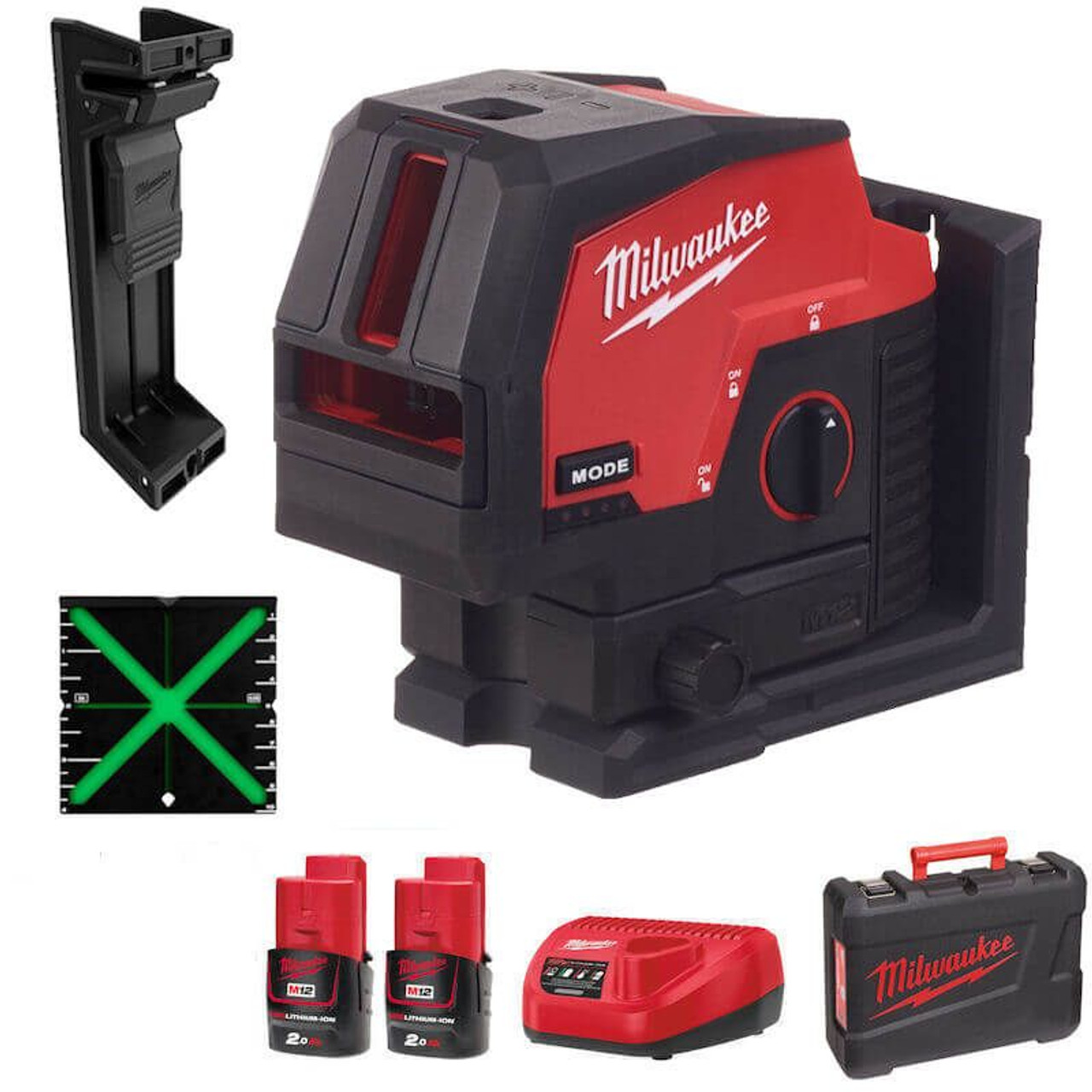 Milwaukee M12 Fuel Drill & Cross Laser Level Kit M12CLLP-202X