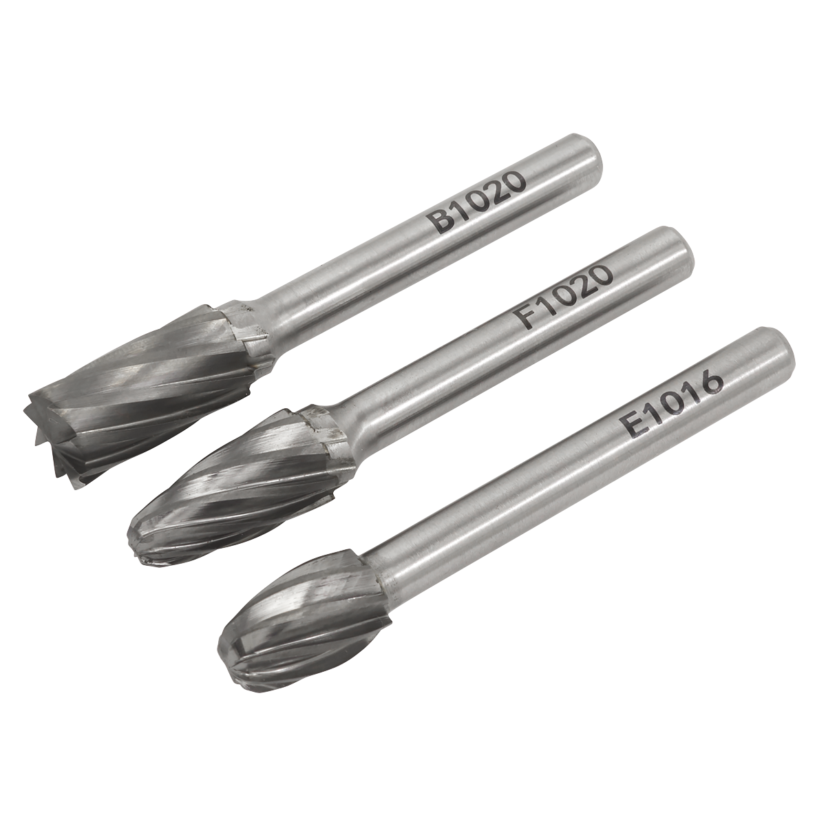 Sealey 3pc Tungsten Carbide Rotary Burr Set Ripper/Coarse SDBCK3