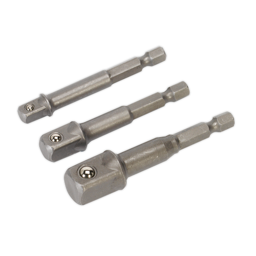 Socket Adaptor Set 3pc Power Tool | Manufactured from hardened and tempered Chrome Vanadium steel with 1/4" hexagon shanks. | toolforce.ie