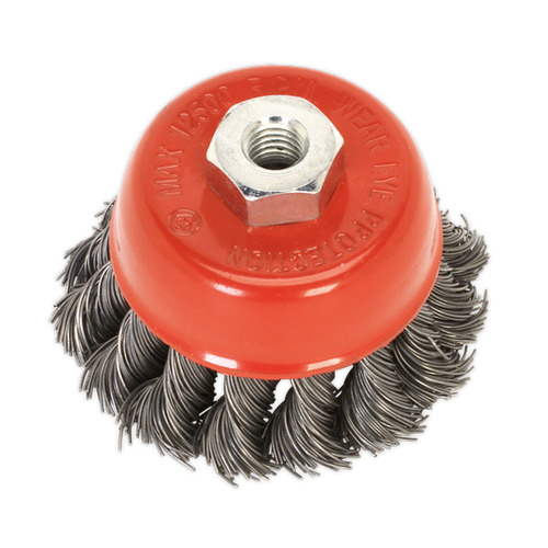 Twist Knot Wire Cup Brush Ø65mm M14 x 2mm | Suitable for use with power tools up to the maximum rated rpm. | toolforce.ie