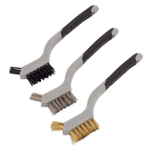 Wire Brush Set 3pc Miniature | Composite stocked brush set with contoured soft grip handles. | toolforce.ie
