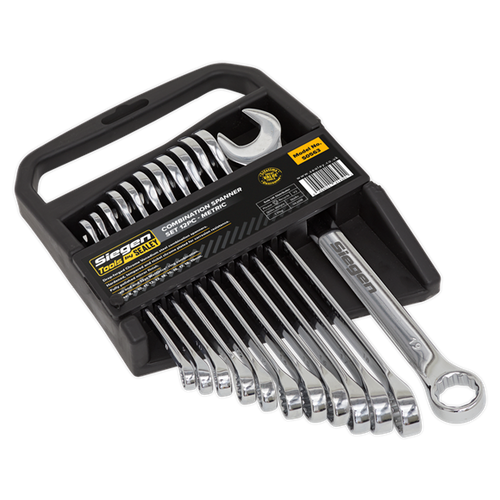Sealey 12pc Combination Spanner Set S0563 | Drop-forged Chrome Vanadium steel combination spanners. | toolforce.ie