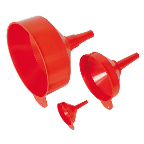 Funnel Set 3pc Fixed Spout | Polyethylene funnel set suitable for many fluids including detergents, pesticides, diesel and petrol. | toolforce.ie