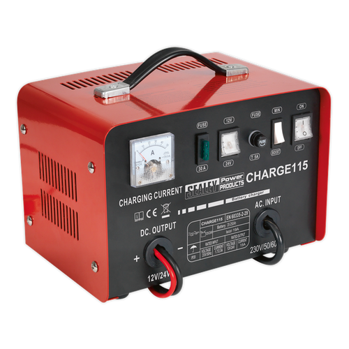 Sealey Battery Charger 19Amp 12/24V 230V CHARGE115 | Rocker switches control variable output to the battery to maintain peak condition. | toolforce.ie