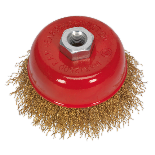 Brassed Steel Cup Brush Ø75mm M14 x 2mm | Suitable for use with power tools up to the maximum rated rpm. | toolforce.ie