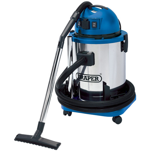 Draper Wet & Dry Vacuum Cleaner with Stainless Steel Tank, 50L, 1400W & 230V Power Tool Socket (WDV50SS)