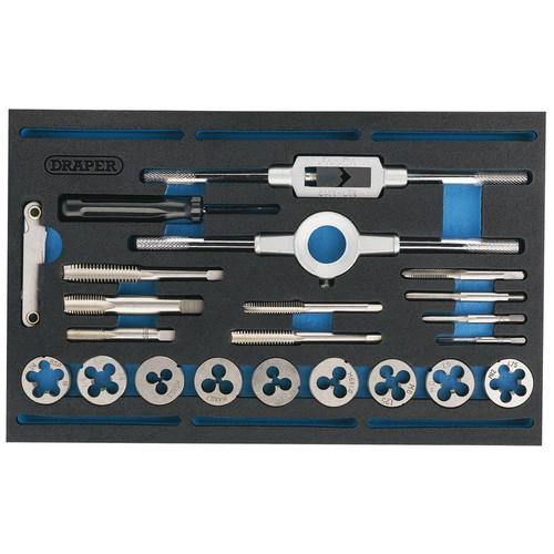 Draper Combination Tap and Die Set - Metric and BSP in EVA Foam Insert Tray (22 Piece) (IT-EVA37)