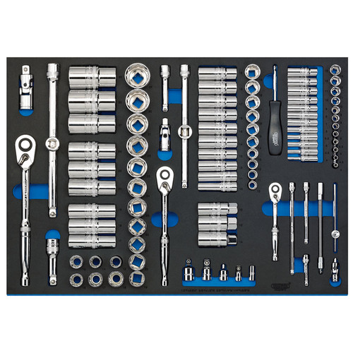 Draper Socket Set in Full Plus Drawer EVA Insert Tray, 1/4", 3/8" & 1/2" (96 Piece) (IT-EVA48B)