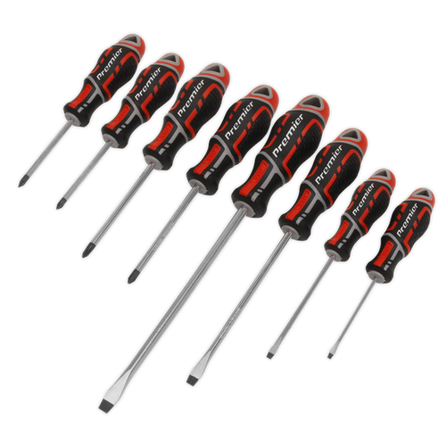 Screwdriver Set 8pc GripMAX® - Red | High quality Chrome Vanadium satin finished shafts with shot blasted and magnetized tips. | toolforce.ie